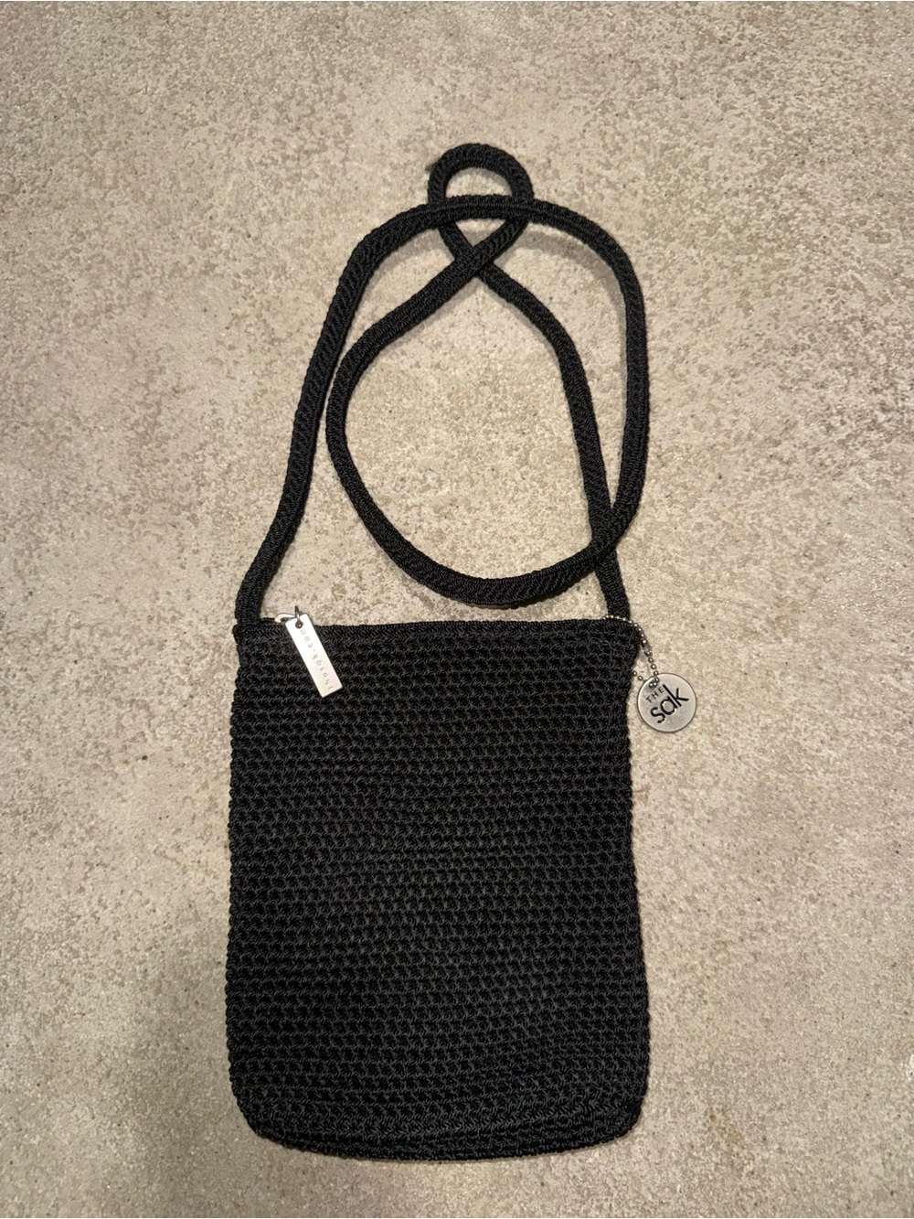 The Sak Crochet Crossbody Bag in Black